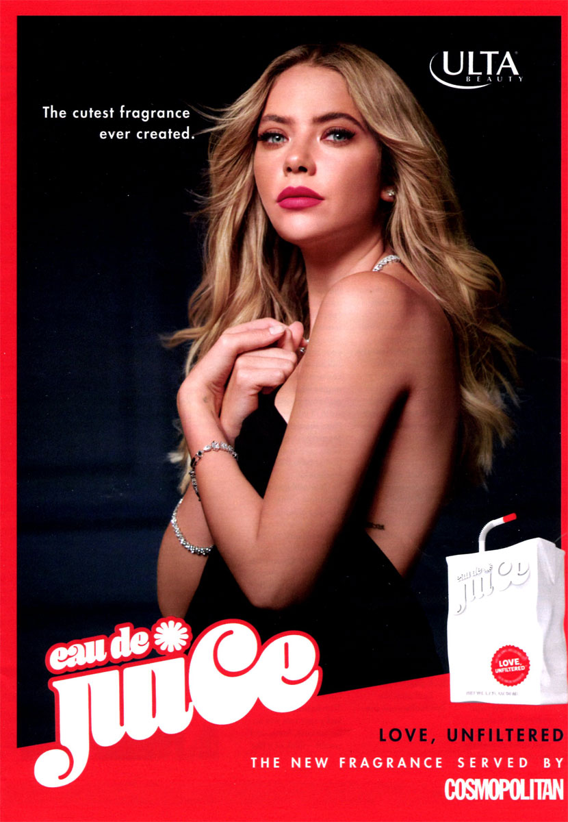 Ashley Benson ad for Eau de Juice by Cosmopolitan