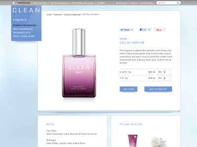 CLEAN Skin Perfume website