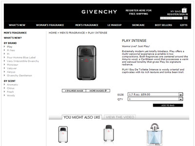 Givenchy Play Intense website