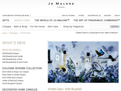 Jo Malone Wild Bluebell website