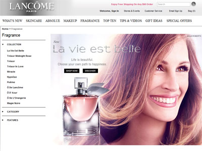 Lancome La Vie Est Belle website