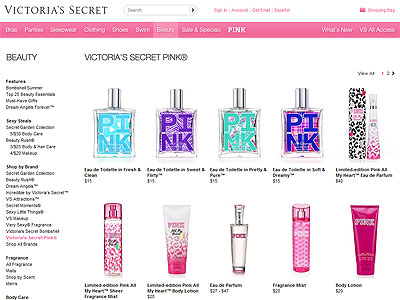 Victoria's Secret Pink website