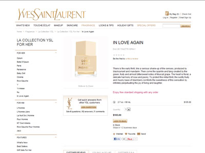 Yves Saint Laurent In Love Again website