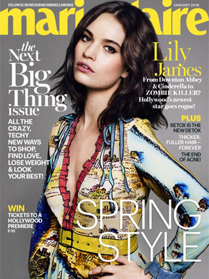 Lily James Marie Claire Magazine January 2016