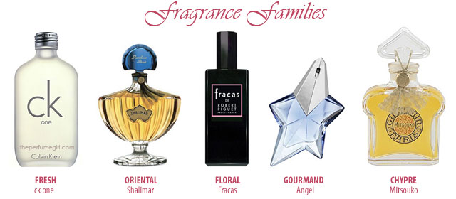 Fragrance families: Fresh, Oriental, Gourmand, Chypre, and Floral perfumes