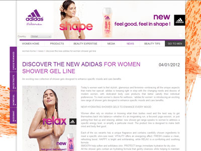 Adidas Hydrating Shower Gel for Women website