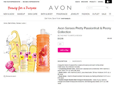 Avon Senses Pretty Passionfruit & Peony website