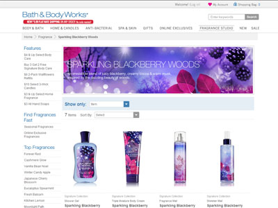 Bath & Body Works Sparkling Blackberry Woods website