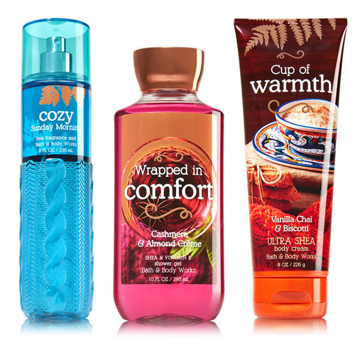 Bath & Body Works Comfy & Cozy fragrance collection.
