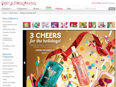 Bath & Body Works Holiday Cheers website