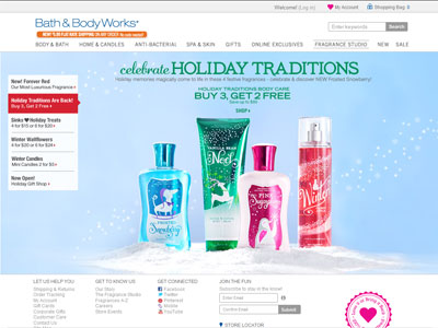 Bath & Body Works Holiday Traditions website