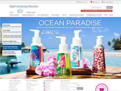 Bath & Body Works Ocean Paradise website