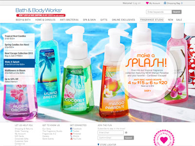 Bath & Body Works Tropical Collection website