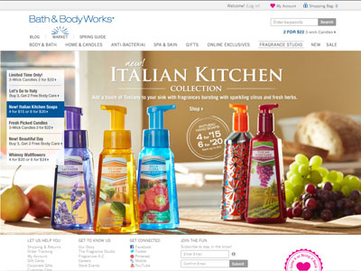 Bath & Body Works Tuscany Collection website