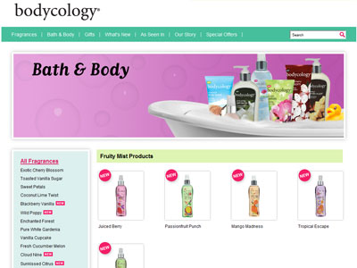 Bodycology Fruity Mists website