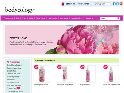 Bodycology Sweet Love website