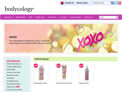 Bodycology XOXO website