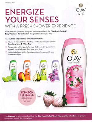 Olay Fresh Outlast Energizing Lime & White Tea body wash ad
