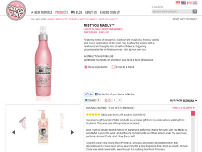 Soap & Glory Mist You Madly website