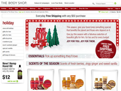 The Body Shop Holiday Collection website