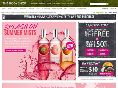The Body Shop Summer Body Mists website