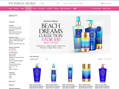 Victoria's Secret VS Fantasies Beach Dreams website