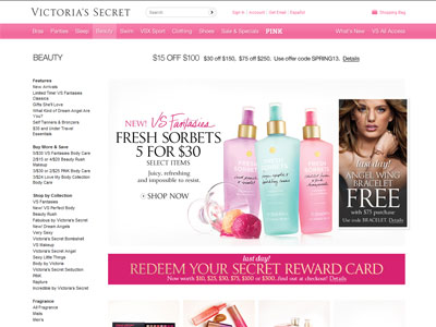 Victoria's Secret VS Fantasies Fresh Sorbets website
