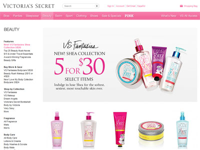 Victoria's Secret VS Fantasies Shea Collection website