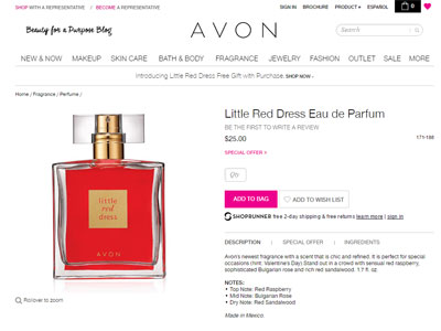 Avon Little Red Dress Website