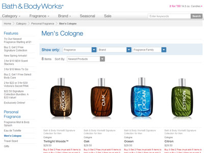 Ocean for Men Bath & Body Works website