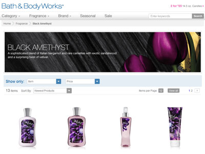 Black Amethyst Bath & Body Works website
