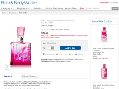 Bath & Body Works Pink Chiffon website