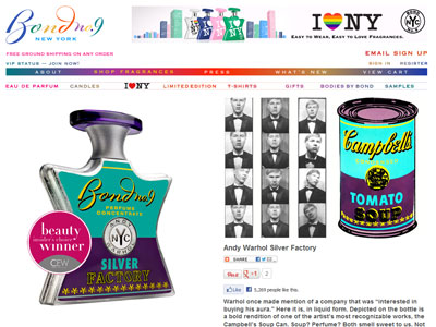 Bond No. 9 Andy Warhol Silver Factory website