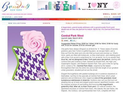 Bond No. 9 Central Park West website