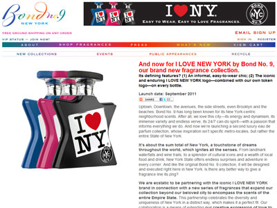 Bond No. 9 I Love New York website