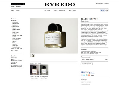 Byredo Black Saffron website