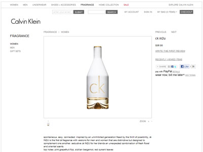 Calvin Klein CK IN2U Her website