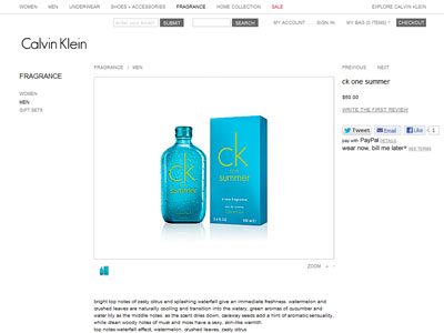 Calvin Klein CK One Summer 2013 website