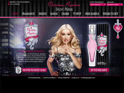 Christina Aguilera Secret Potion website
