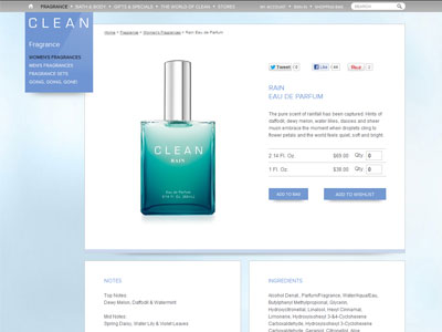 CLEAN Rain Perfume website