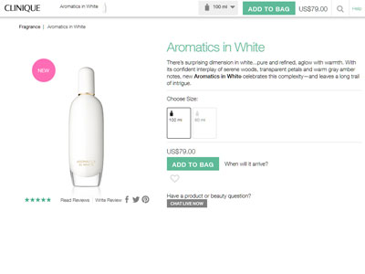 Clinique Aromatics in White Website
