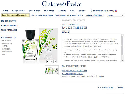 Lily by Crabtree & Evelyn website