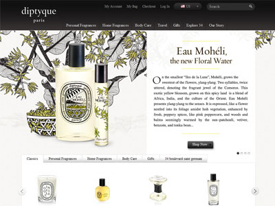 Diptyque Eau Moheli website