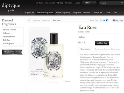 Diptyque Eau Rose website