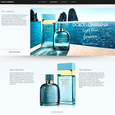 Dolce & Gabbana Light Blue Forever Website Ad