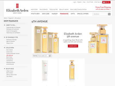 5th Avenue Elizabeth Arden website