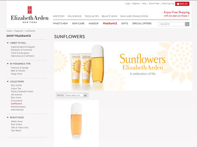 Elizabeth Arden Sunflowers website