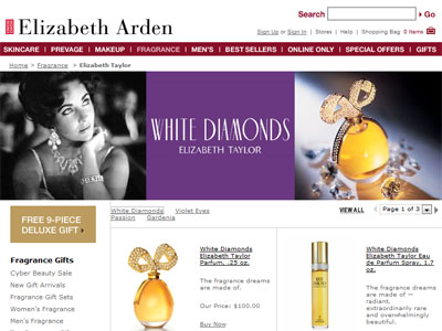 Elizabeth Taylor White Diamonds website