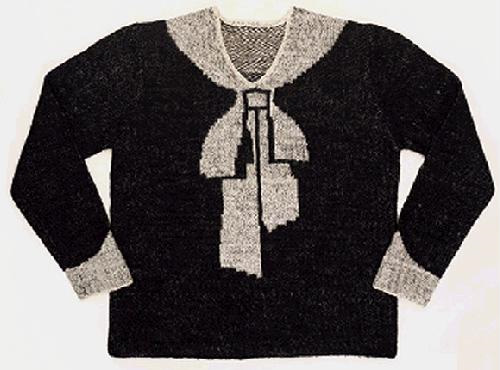 Elsa Schiaparelli's trompe l'oleil black wool sweater, knitted-in bow knot