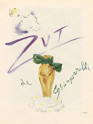 Elsa Schiaparelli Zut perfumes, Marcel Vertes 1950